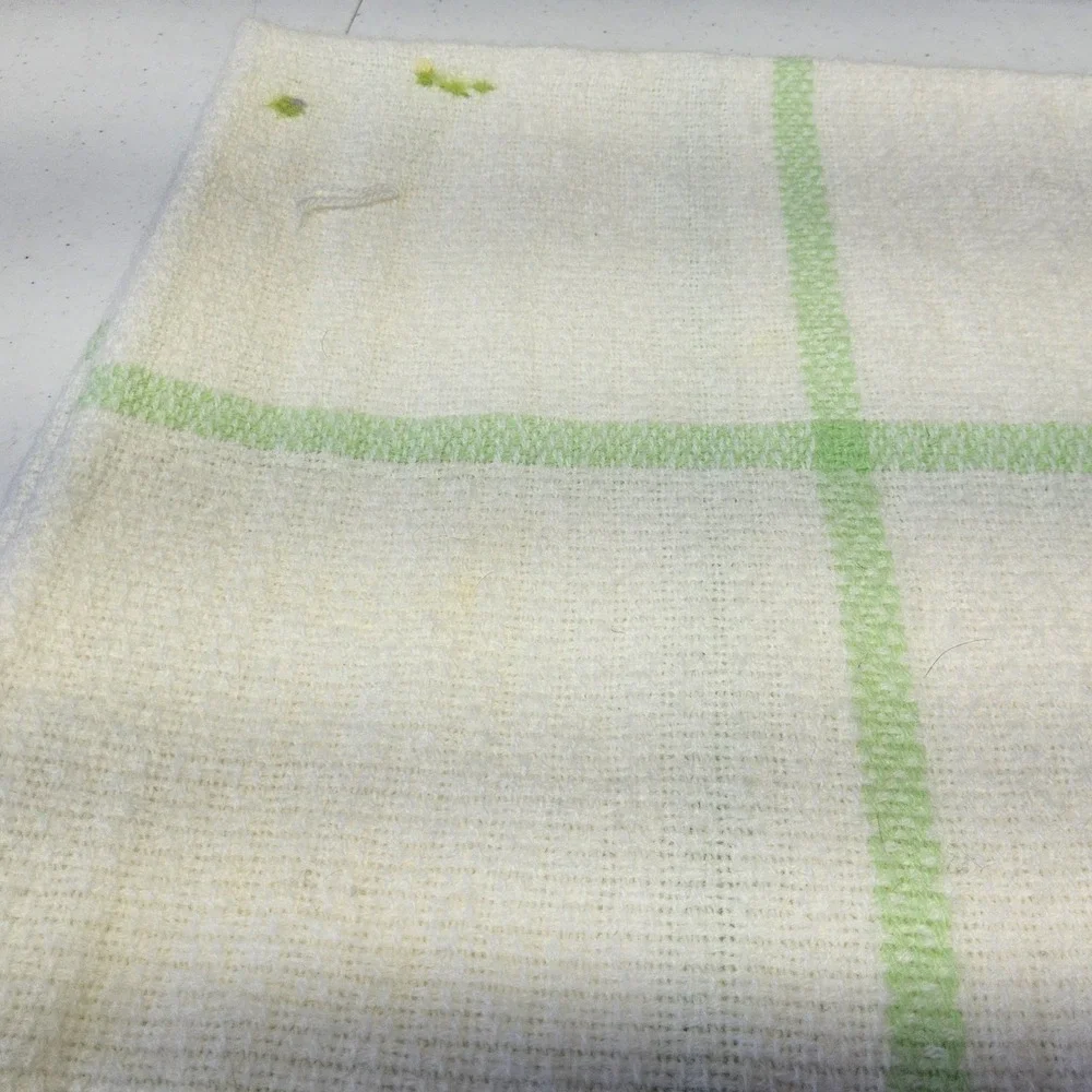 The Three Weavers Handwoven Baby Blanket Kids Green White Butterfly Plaid Fringe